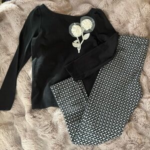 NWT Janie and Jack Black and Cream Dressy Shirt and Tights, size 12